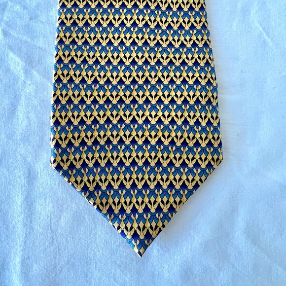 Stonehenge 100% Silk Homemade Tie, Yellow and Blue, In Like New Condition - Picture 1 of 6